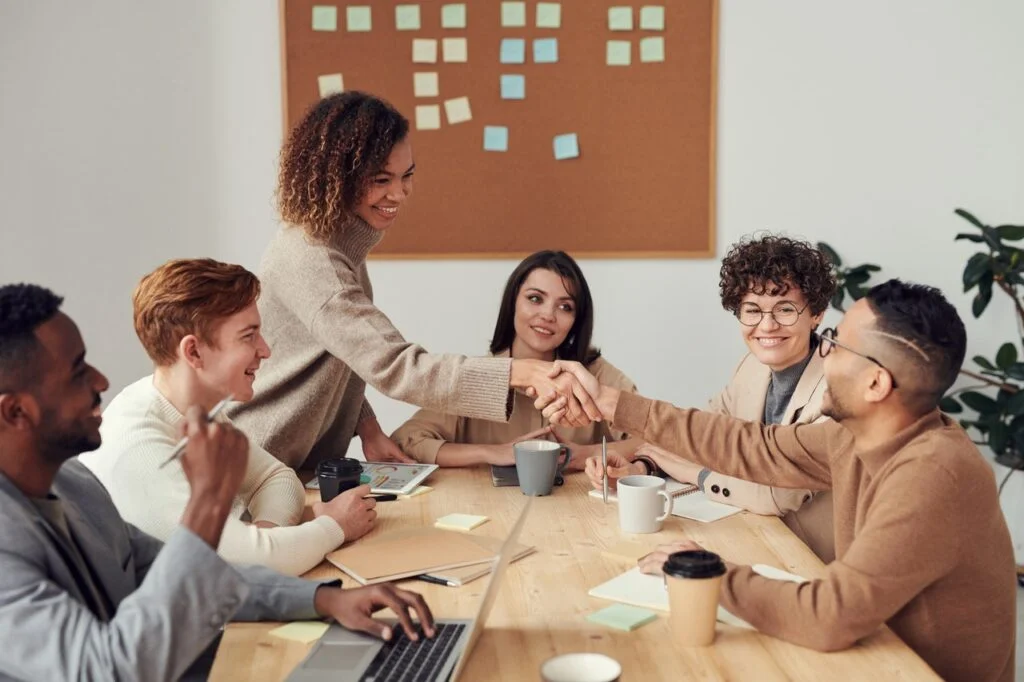 The studio team meeting a client to agree a project scope