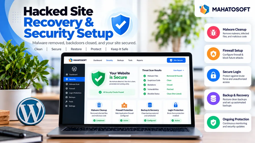 Hacked site recovery & security setup