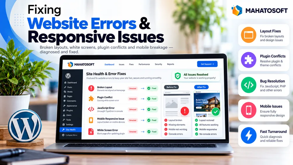 Fixing website errors and responsive issues