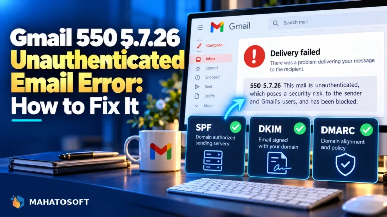 Gmail 550 5.7.26 Unauthenticated Email Error: How to Fix It