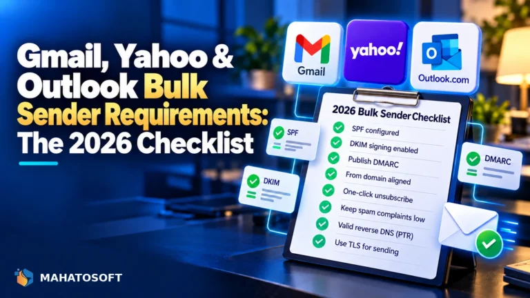 Gmail, Yahoo & Outlook Bulk Sender Requirements: The 2026 Checklist