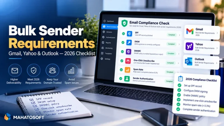 Gmail, Yahoo & Outlook Bulk Sender Requirements: The 2026 Checklist